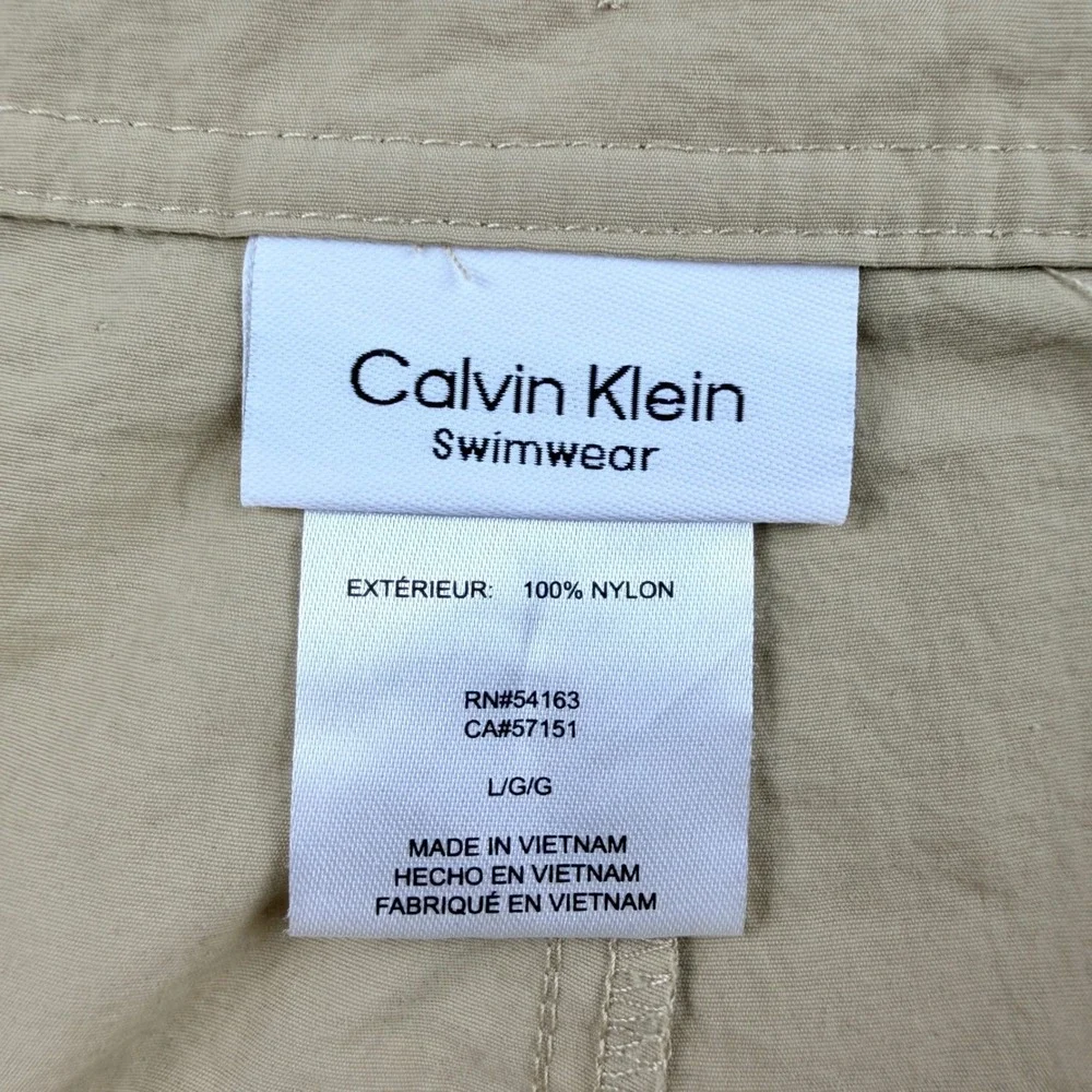Calvin Klein Swimwear Tan Nylon Board Shorts Men's Large Beige Beach Pool Summer